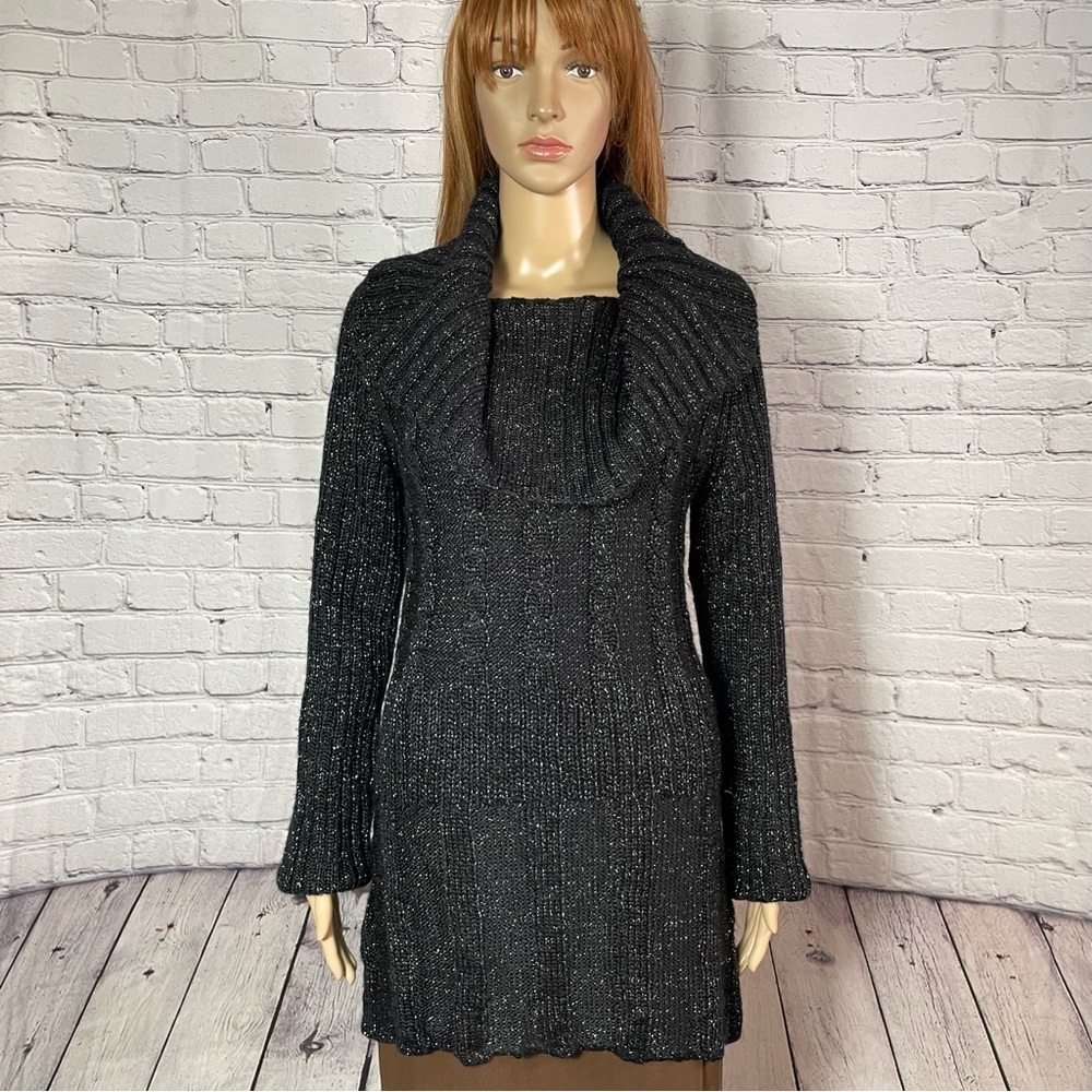 NWT New $98 Buffalo David Bitton Off Shoulder Black Silver Sweater Size XL